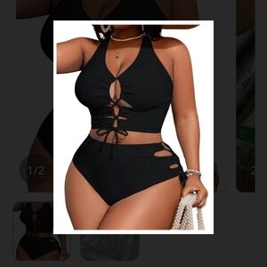 Soly Hux Women's Plus Size Sexy Bathing Suit Lace Up 2 Piece 3X